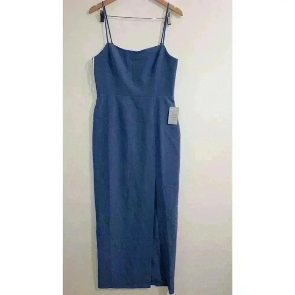 WAYF The Lettie Column Gown Evening BLUE Bridesmaids Dress - Picture 3 of 12